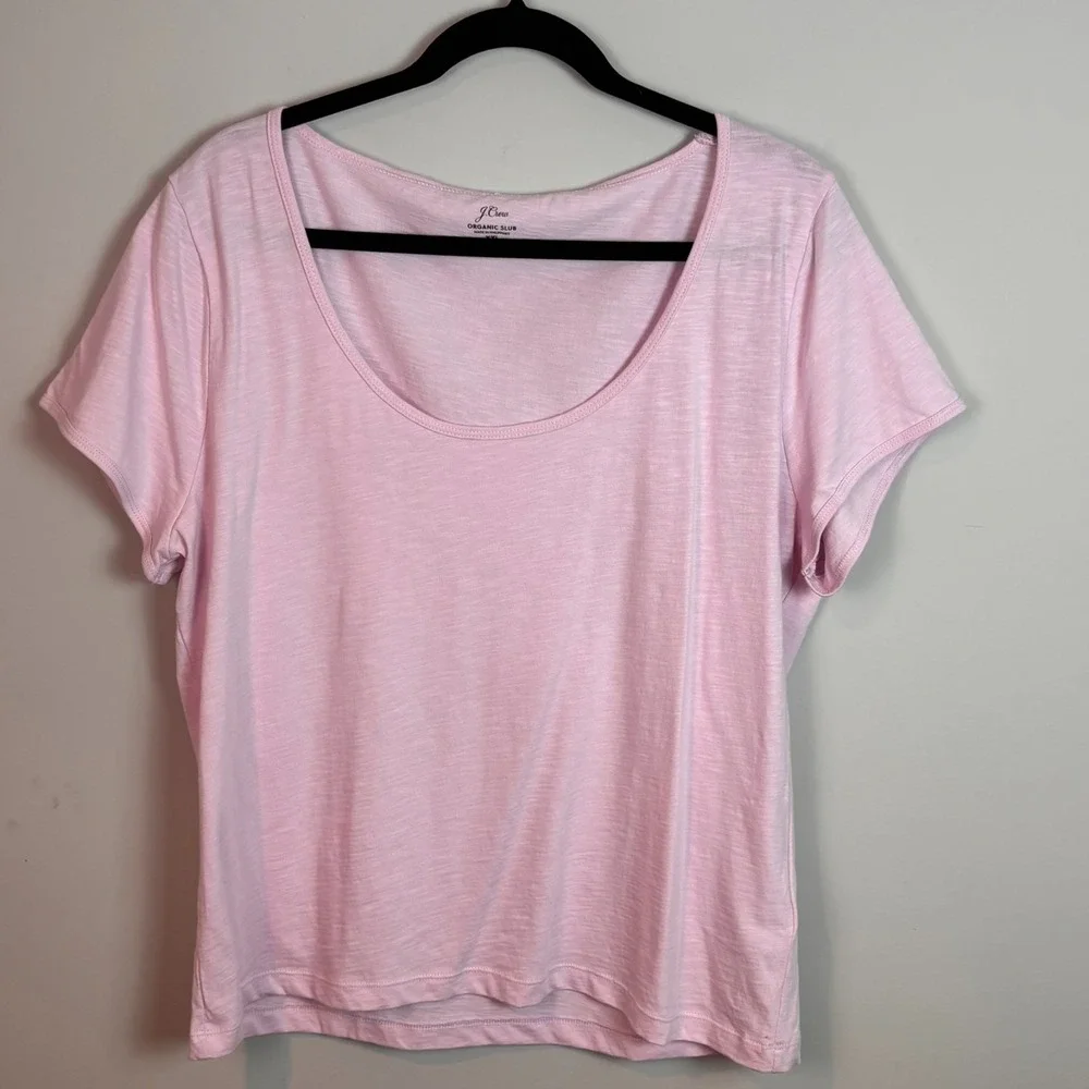 J.Crew Womens Pink Organic Slub 100% Cotton Scoop Neck Tee XXL Clean Girl soft